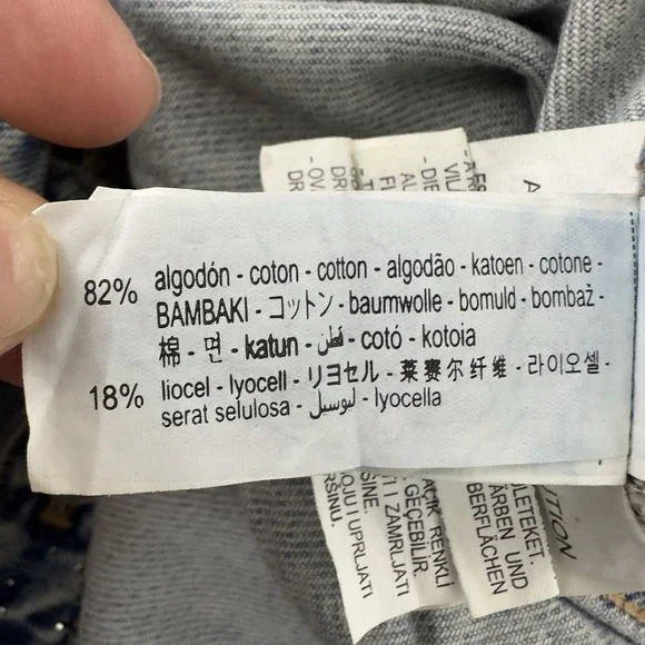 ZARA Women's Denim Jacket XXL‎ Blue Studded Rhinestone Embellished NWT - Picture 8 of 12